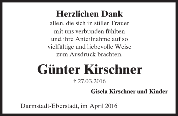 Traueranzeige von Günter Kirschner von trauer.echo-online.de