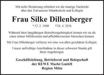 Traueranzeige von Silke Dillenberger von  Wiesbaden komplett