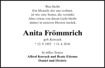 Traueranzeige von Anita Frömmrich von  Wiesbaden komplett