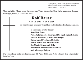 Traueranzeige von Rolf Bauer von trauer.echo-online.de