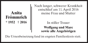 Traueranzeige von Anita Frömmrich von  Wiesbaden komplett