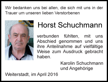 Traueranzeige von Horst Schuchmann von trauer.echo-online.de
