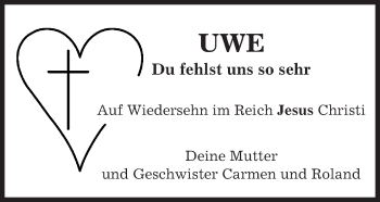 Traueranzeige von Uwe  von trauer.echo-online.de