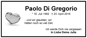 Traueranzeige von Paolo Di Gregorio von  Wiesbaden komplett