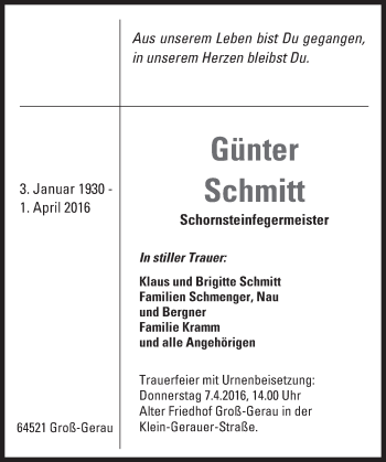 Traueranzeige von Günter Schmitt von trauer.echo-online.de