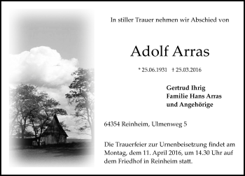 Traueranzeige von Adolf Arras von trauer.echo-online.de