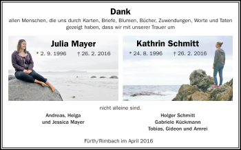 Traueranzeige von Julia Mayer von trauer.echo-online.de