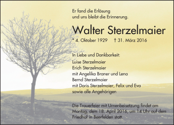 Traueranzeige von Walter Sterzelmaier von trauer.echo-online.de