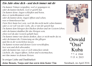 Traueranzeige von Oswald Kuba von trauer.echo-online.de