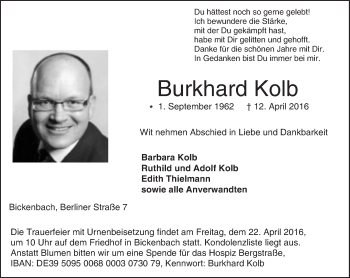 Traueranzeige von Burkhard Kolb von trauer.echo-online.de