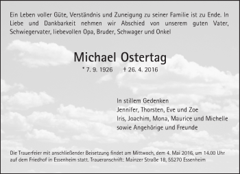 Traueranzeige von Michael Ostertag von  Allgemeine Zeitung Mainz