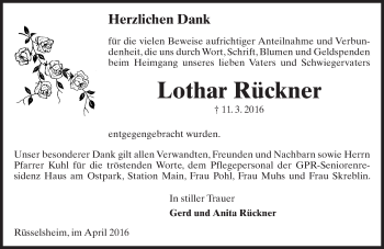 Traueranzeige von Lothar Rückner von trauer.echo-online.de Traueranzeige von Lothar Rückner von trauer.echo-online.de