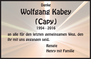 Traueranzeige von Wolfgang Kabey von trauer.echo-online.de