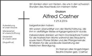 Traueranzeige von Alfred Castner von Trauerportal Echo Online