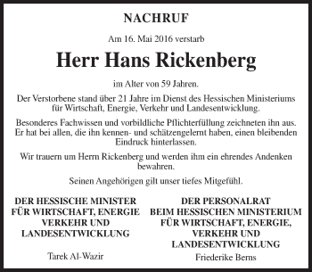 Traueranzeige von Hans Rickenberg von  Wiesbaden komplett