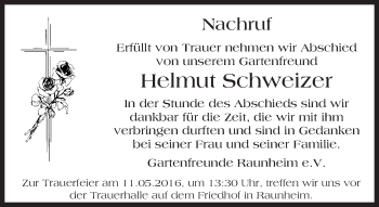 Traueranzeige von Helmut Schweizer von  Mainspitze