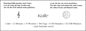 Traueranzeige von Kalle  von Trauerportal Echo Online