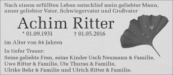 Traueranzeige von Achim Ritter von Trauerportal Echo Online