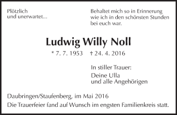Traueranzeige von Ludwig Willy Noll von  Gießener Anzeiger