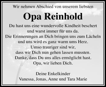 Traueranzeige von Reinhold  von  Kreisanzeiger