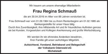 Traueranzeige von Regina Schmauß von Trauerportal Echo Online