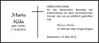 Traueranzeige von Maria Kida von  Allgemeine Zeitung Mainz