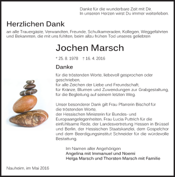 Traueranzeige von Jochen Marsch von  Mainspitze