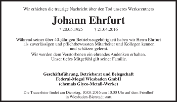 Traueranzeige von Johann Ehrfurt von  Wiesbaden komplett