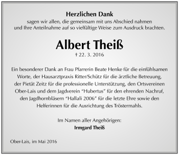 Traueranzeige von Albert Theiß von  Kreisanzeiger