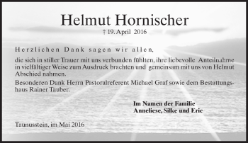 Traueranzeige von Helmut Hornischer von  Wiesbaden komplett
