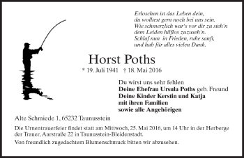 Traueranzeige von Horst Poths von  Wiesbaden komplett