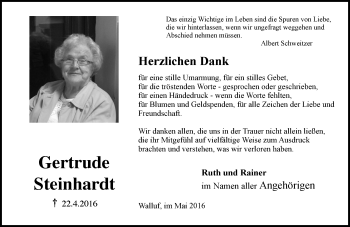 Traueranzeige von Gertrude Steinhardt von  Wiesbaden komplett