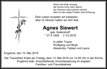 Traueranzeige von Agnes Siewert von VRM Trauer