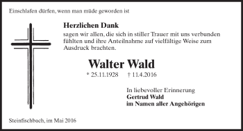 Traueranzeige von Walter Wald von  Wiesbaden komplett