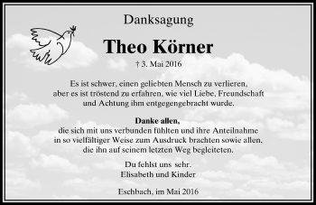 Traueranzeige von Theo Körner von  Usinger Anzeiger