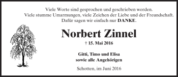 Traueranzeige von Norbert Zinnel von  Kreisanzeiger
