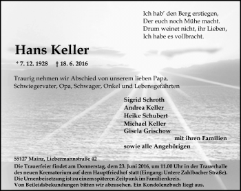 Traueranzeige von Hans Keller von Trauerportal Rhein Main Presse Traueranzeige von Hans Keller von Trauerportal Rhein Main Presse