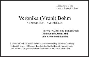 Traueranzeige von Veronika Böhm von  Wiesbaden komplett