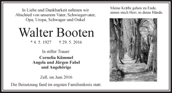 Traueranzeige von Walter Booten von VRM Trauer