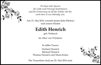 Traueranzeige von Edith Henrich von  Wiesbaden komplett