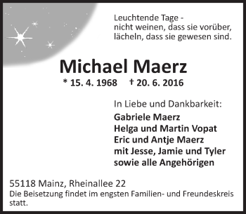 Traueranzeige von Michael Maerz von Trauerportal Rhein Main Presse Traueranzeige von Michael Maerz von Trauerportal Rhein Main Presse