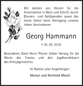 Traueranzeige von Georg Hammann von Trauerportal Echo Online