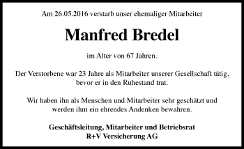 Traueranzeige von Manfred Bredel von  Wiesbaden komplett
