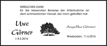 Traueranzeige von Uwe  Görner von  Wiesbaden komplett