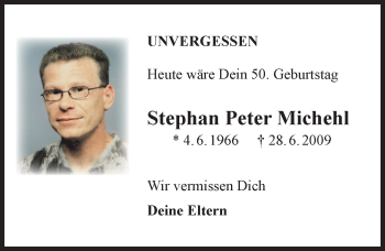 Traueranzeige von Stephan Peter Michehl von  Allgemeine Zeitung Mainz