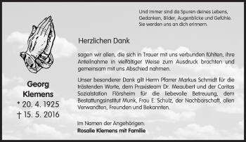 Traueranzeige von Georg Klemens von  Hochheimer Zeitung