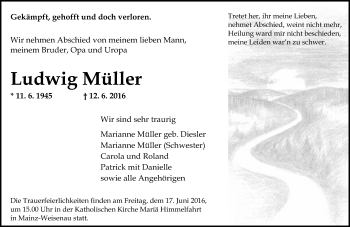 Traueranzeige von Ludwig Müller von Trauerportal Rhein Main Presse Traueranzeige von Ludwig Müller von Trauerportal Rhein Main Presse