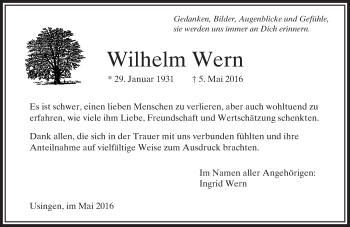Traueranzeige von Wilhelm Wern von  Usinger Anzeiger
