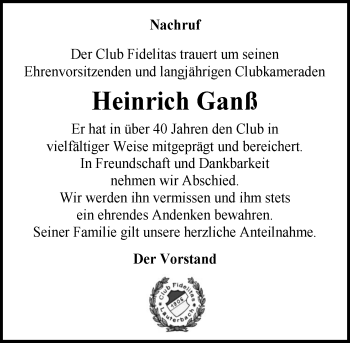 Traueranzeige von Heinrich  Ganß von VRM Trauer