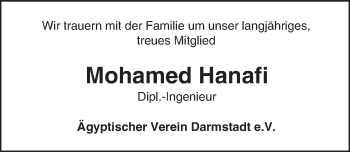 Traueranzeige von Mohamed Hanafi von Trauerportal Echo Online